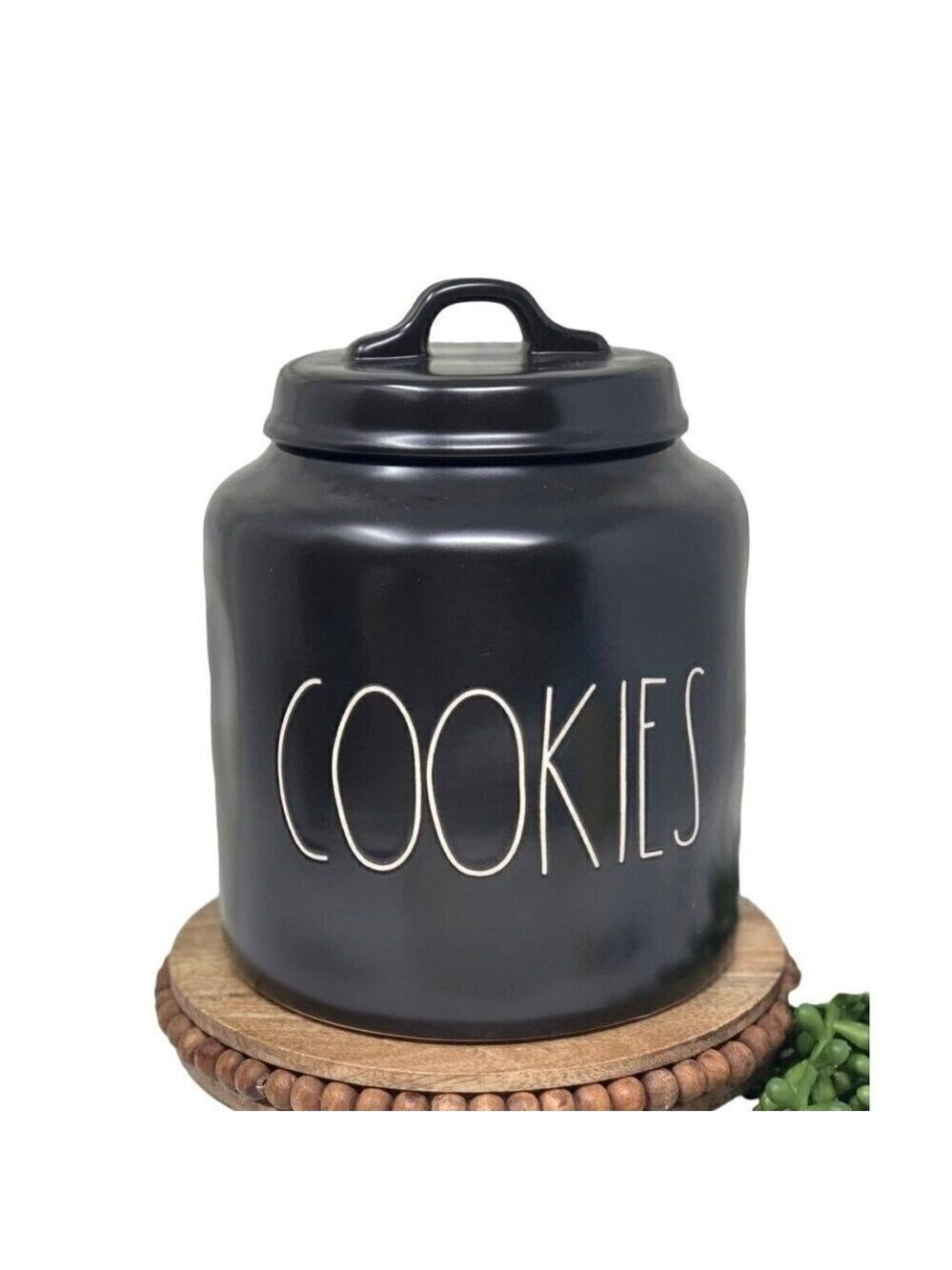 Rae Dunn COOKIES Chubby Canister Ceramic Large Home Kitchen Decor Gift Black